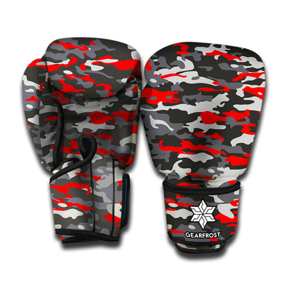 Orange Black And Grey Camouflage Print Boxing Gloves