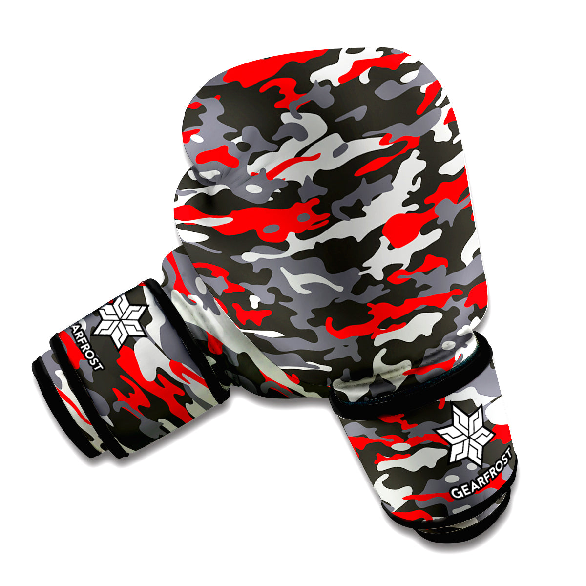 Orange Black And Grey Camouflage Print Boxing Gloves
