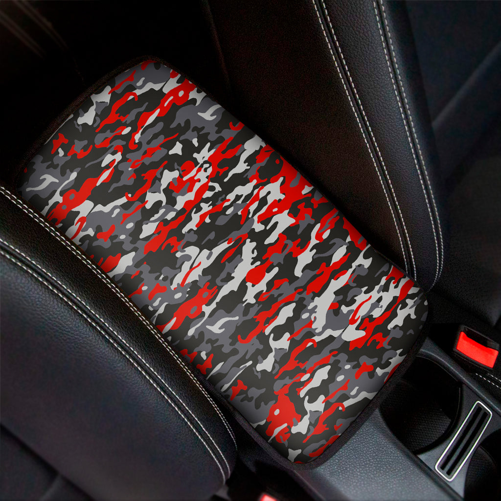 Orange Black And Grey Camouflage Print Car Center Console Cover