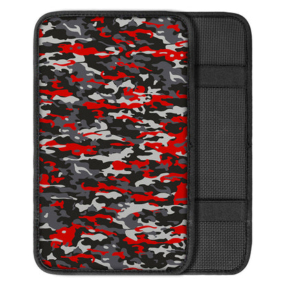 Orange Black And Grey Camouflage Print Car Center Console Cover