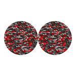 Orange Black And Grey Camouflage Print Car Coasters