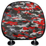 Orange Black And Grey Camouflage Print Car Headrest Covers