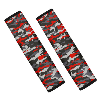 Orange Black And Grey Camouflage Print Car Seat Belt Covers