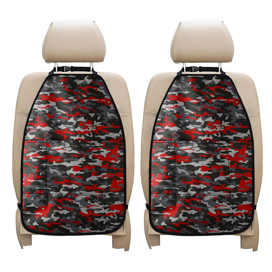 Orange Black And Grey Camouflage Print Car Seat Organizers