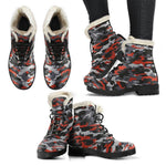Orange Black And Grey Camouflage Print Comfy Boots GearFrost