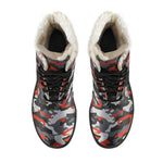 Orange Black And Grey Camouflage Print Comfy Boots GearFrost