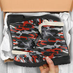 Orange Black And Grey Camouflage Print Comfy Boots GearFrost