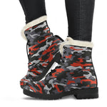 Orange Black And Grey Camouflage Print Comfy Boots GearFrost