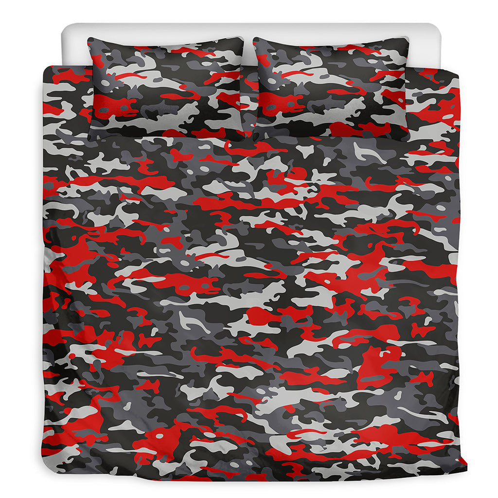 Orange Black And Grey Camouflage Print Duvet Cover Bedding Set