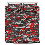 Orange Black And Grey Camouflage Print Duvet Cover Bedding Set