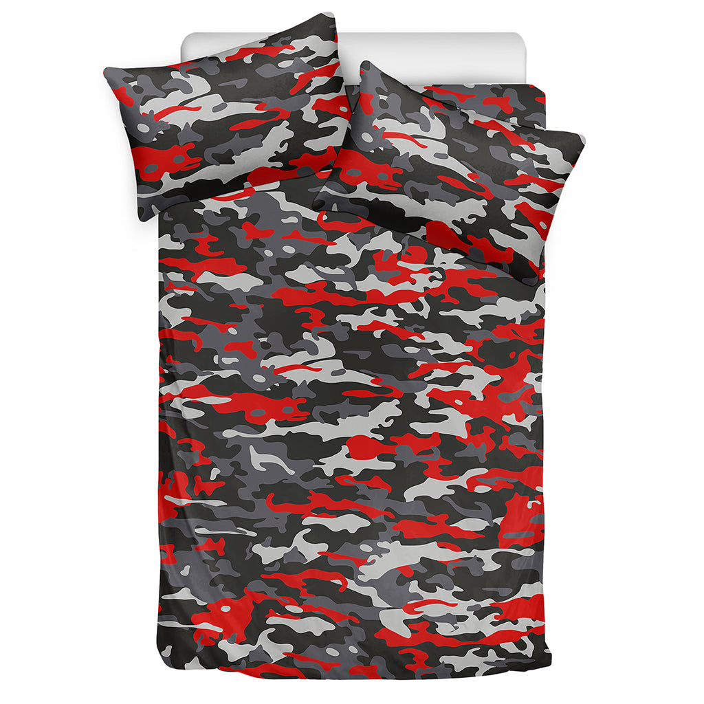 Orange Black And Grey Camouflage Print Duvet Cover Bedding Set