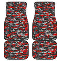Orange Black And Grey Camouflage Print Front and Back Car Floor Mats