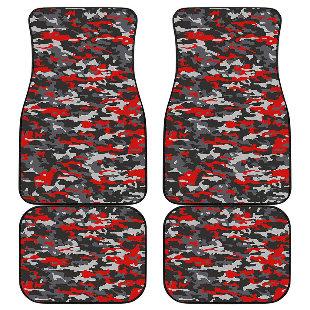 Orange Black And Grey Camouflage Print Front and Back Car Floor Mats