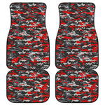 Orange Black And Grey Camouflage Print Front and Back Car Floor Mats