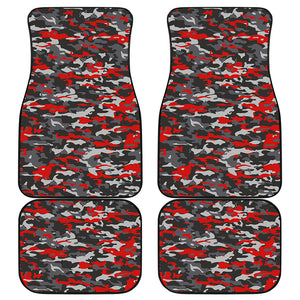 Orange Black And Grey Camouflage Print Front and Back Car Floor Mats