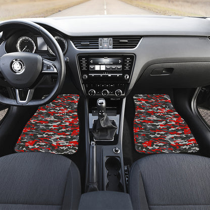 Orange Black And Grey Camouflage Print Front and Back Car Floor Mats