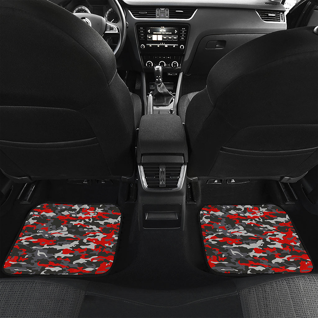 Orange Black And Grey Camouflage Print Front and Back Car Floor Mats
