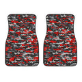 Orange Black And Grey Camouflage Print Front Car Floor Mats