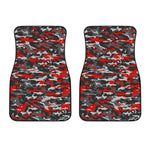 Orange Black And Grey Camouflage Print Front Car Floor Mats