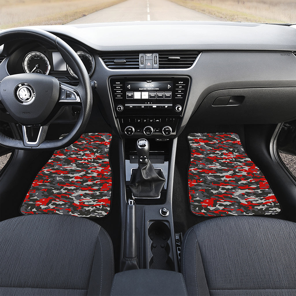 Orange Black And Grey Camouflage Print Front Car Floor Mats