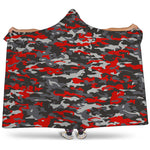 Orange Black And Grey Camouflage Print Hooded Blanket