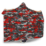 Orange Black And Grey Camouflage Print Hooded Blanket