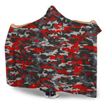 Orange Black And Grey Camouflage Print Hooded Blanket