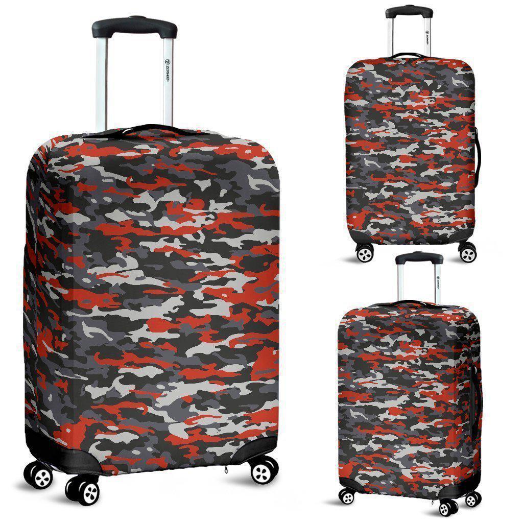 Orange Black And Grey Camouflage Print Luggage Cover GearFrost
