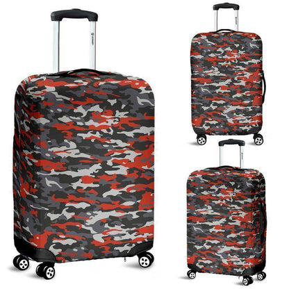 Orange Black And Grey Camouflage Print Luggage Cover GearFrost