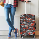 Orange Black And Grey Camouflage Print Luggage Cover GearFrost