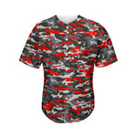 Orange Black And Grey Camouflage Print Men's Baseball Jersey