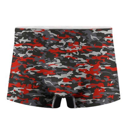 Orange Black And Grey Camouflage Print Men's Boxer Briefs