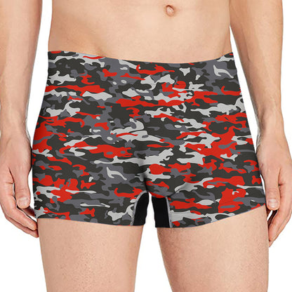 Orange Black And Grey Camouflage Print Men's Boxer Briefs