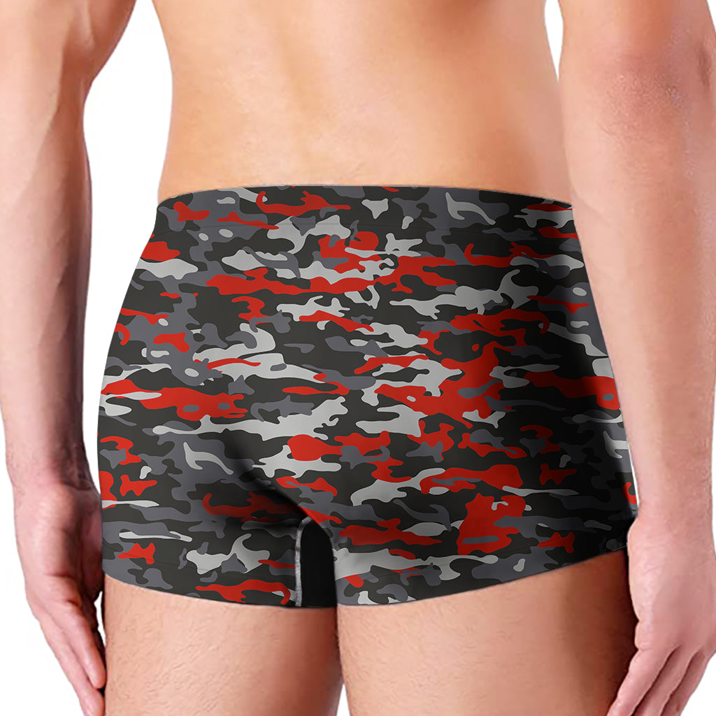 Orange Black And Grey Camouflage Print Men's Boxer Briefs