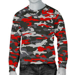 Orange Black And Grey Camouflage Print Men's Crewneck Sweatshirt GearFrost