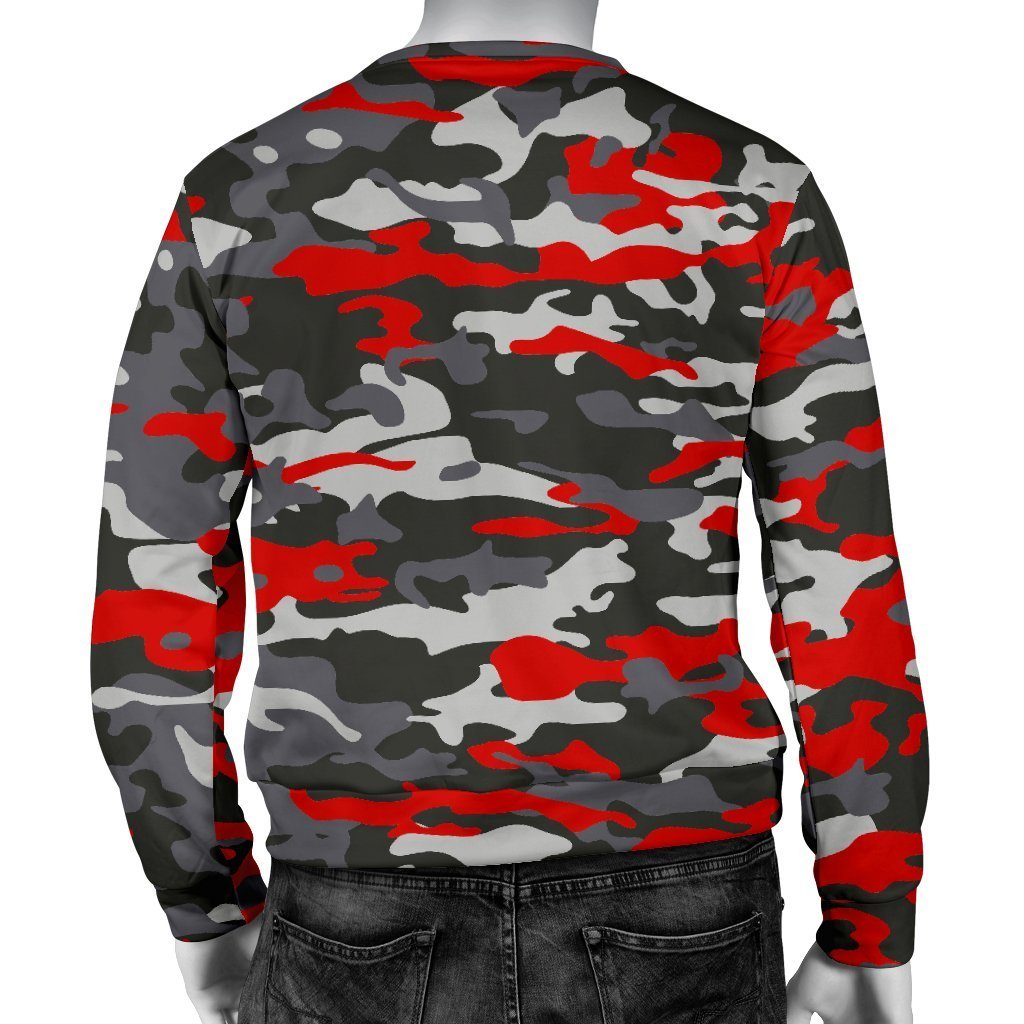 Orange Black And Grey Camouflage Print Men's Crewneck Sweatshirt GearFrost