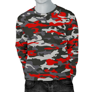 Orange Black And Grey Camouflage Print Men's Crewneck Sweatshirt GearFrost