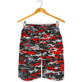 Orange Black And Grey Camouflage Print Men's Shorts