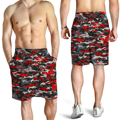 Orange Black And Grey Camouflage Print Men's Shorts