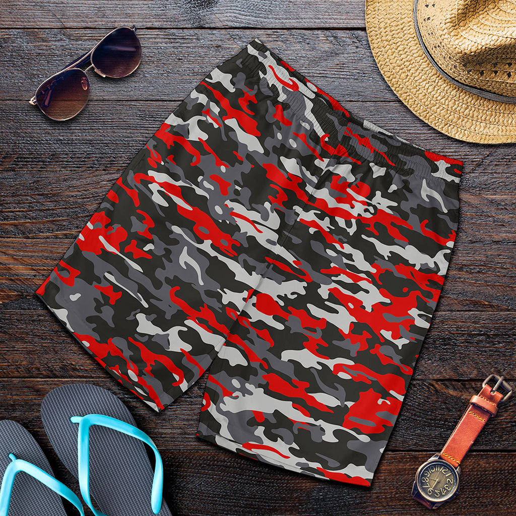 Orange Black And Grey Camouflage Print Men's Shorts