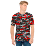 Orange Black And Grey Camouflage Print Men's T-Shirt