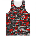 Orange Black And Grey Camouflage Print Men's Tank Top