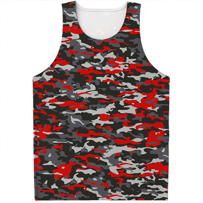 Orange Black And Grey Camouflage Print Men's Tank Top