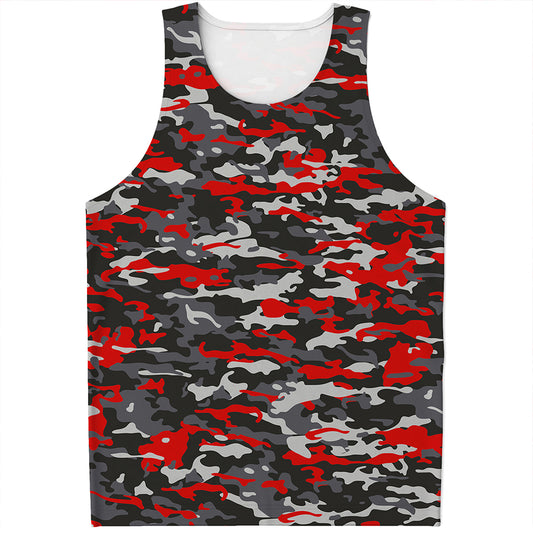 Orange Black And Grey Camouflage Print Men's Tank Top