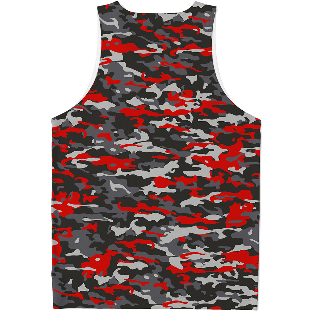 Orange Black And Grey Camouflage Print Men's Tank Top