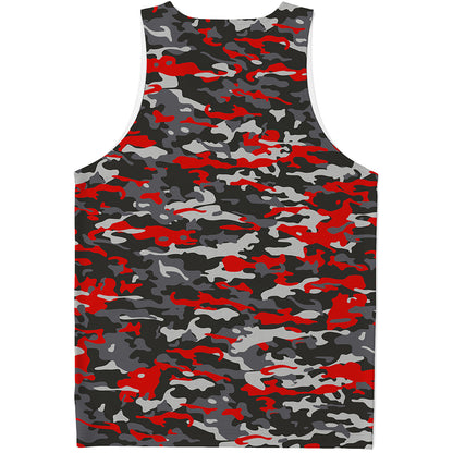 Orange Black And Grey Camouflage Print Men's Tank Top