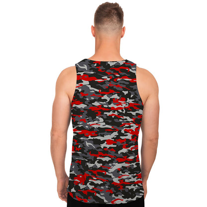 Orange Black And Grey Camouflage Print Men's Tank Top