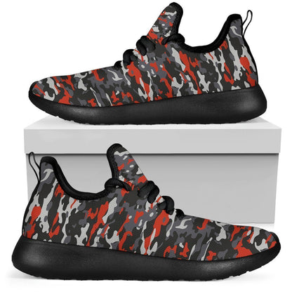 Orange Black And Grey Camouflage Print Mesh Knit Shoes GearFrost
