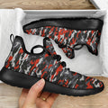 Orange Black And Grey Camouflage Print Mesh Knit Shoes