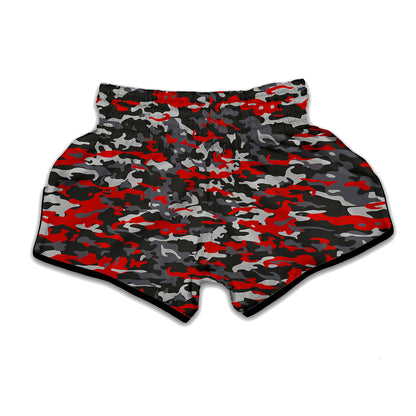 Orange Black And Grey Camouflage Print Muay Thai Boxing Shorts